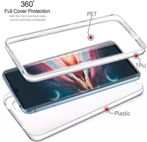 Луксозен ултра тънък Поли-Карбонов комплект предна и задна част със силиконова ТПУ рамка 360° Body Guard за Xiaomi Mi 10T Lite 5G кристално прозрачен
